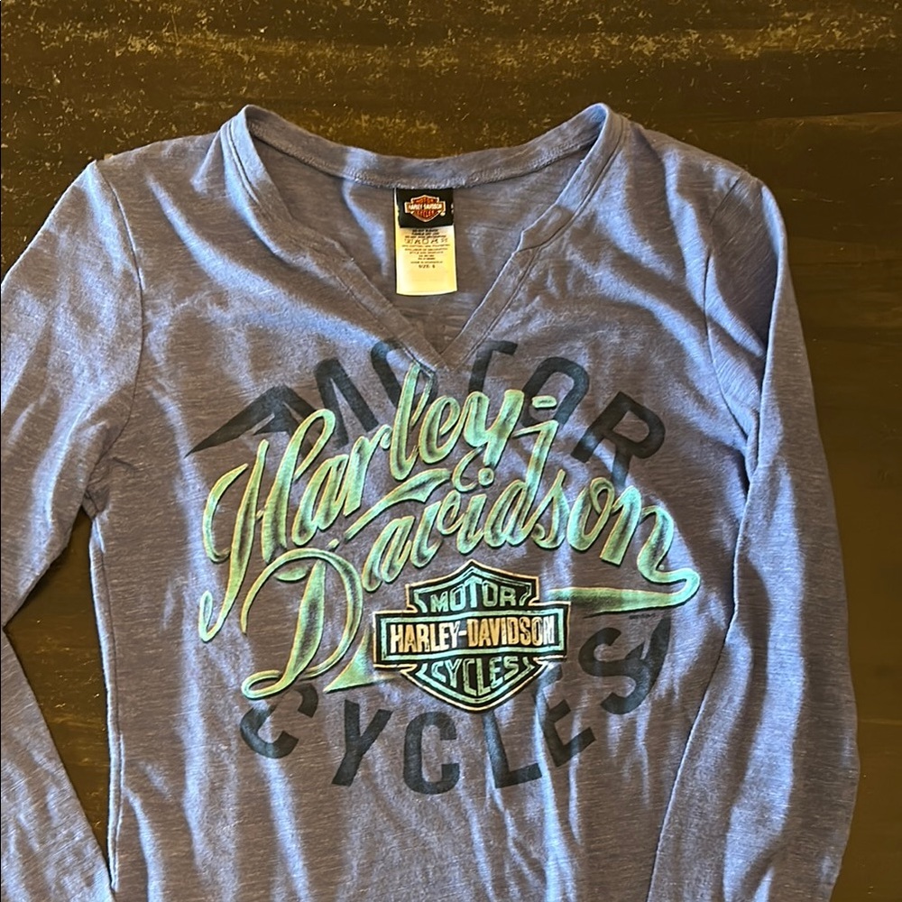 Harley-Davidson Gray V-Neck Long Sleeve